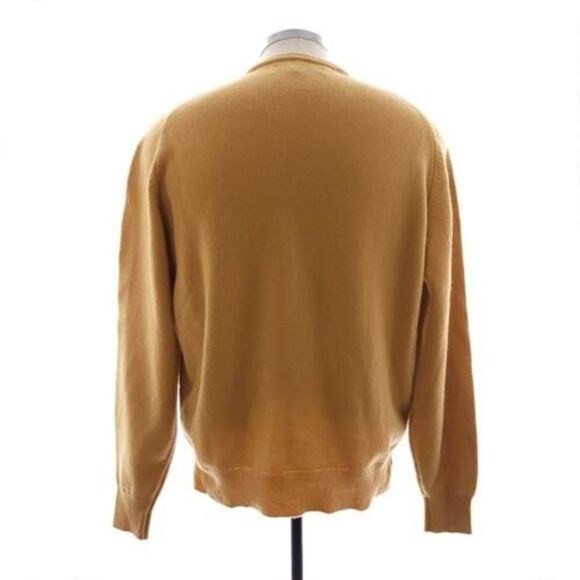 Alan Paine Mens Medium Mustard Long Sleeve Pullover Lamb Wool Crew Neck Sweater - Picture 4 of 9